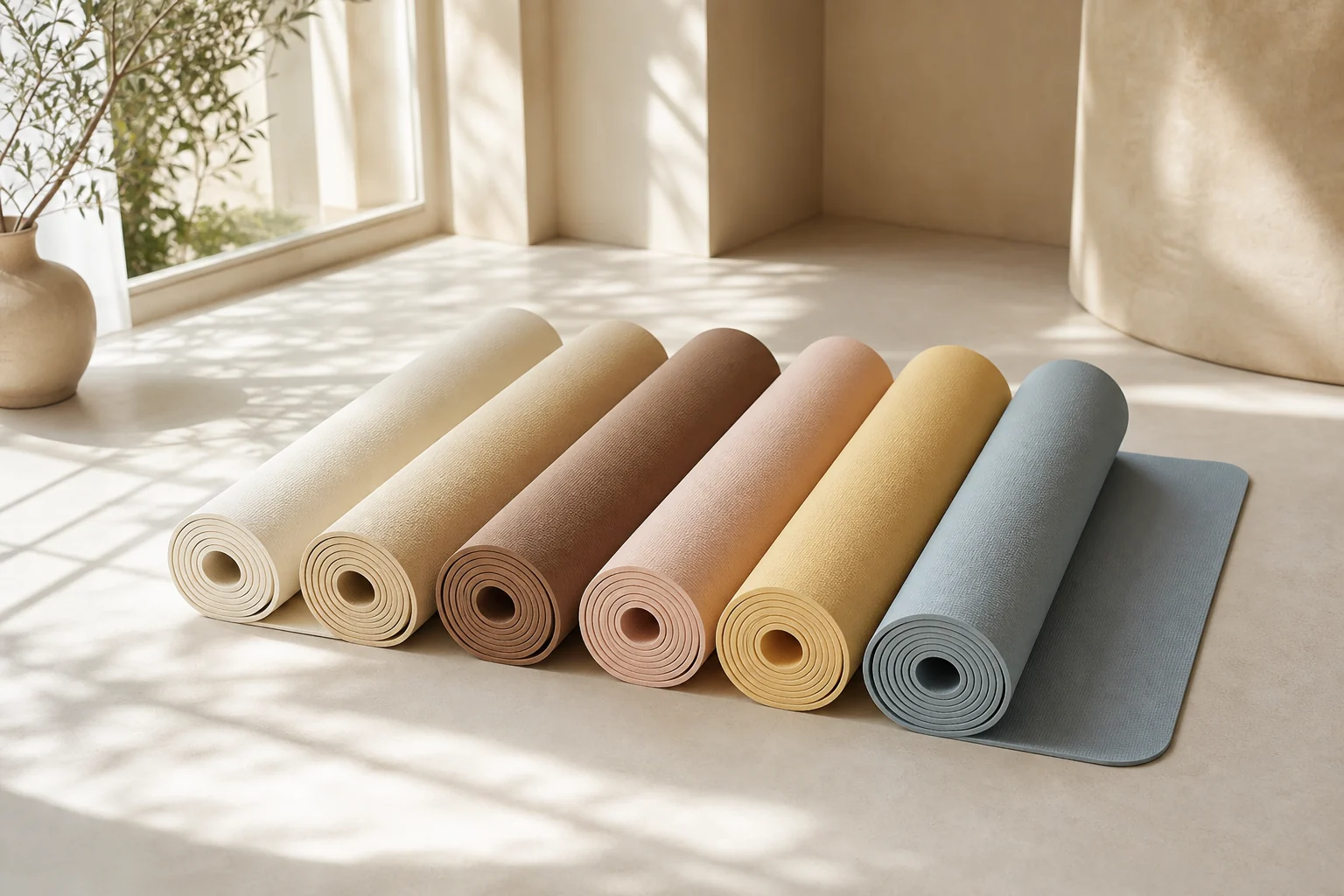 Premium yoga mat in an elevated retreat setting.