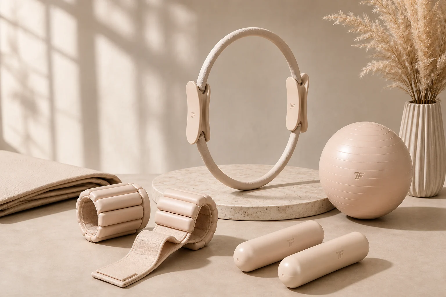 Premium Pilates and yoga essentials arranged for wholesale collection development.